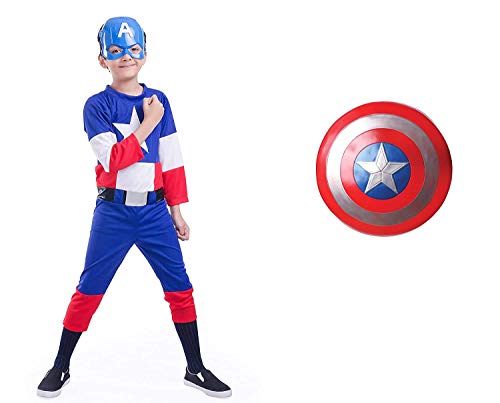 Image of FancyDressWale Cotton Blend American Soldier Costume + Shield,Multicolor