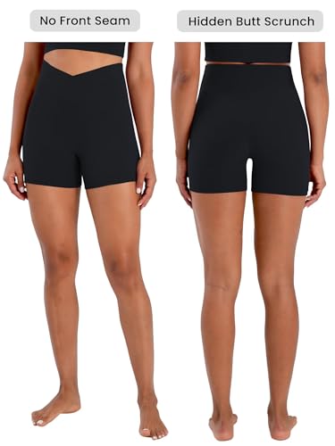 Sunzel Hidden Butt Lifting Scrunch Biker Shorts for Women Crossover High Waist Yoga Gym Workout Shorts with Tummy Control2