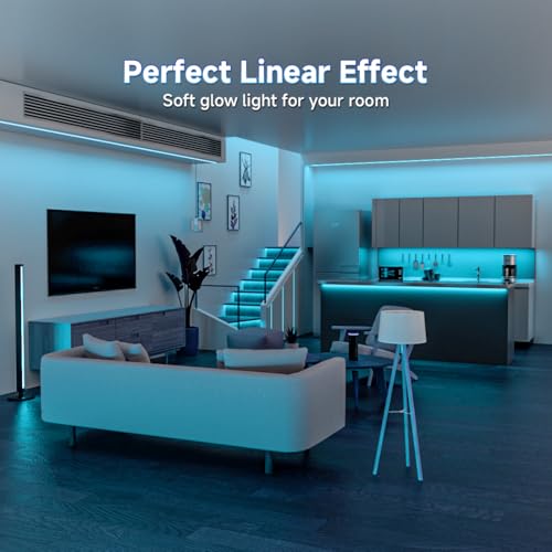 Image of 6.56FT /2M 5V USB LED Light Strip Ice Blue Flexible High Density COB Strips 640LEDs, 8mm LED Tape for Under Cabinet Bedroom No Controller and Power