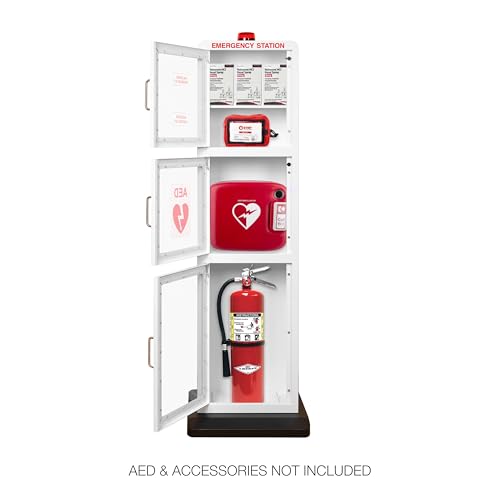 OVERDOSE KITS Emergency Life Saving Station | Floor Stand Cabinet Designed to Store AEDs, Fire Extinguishers, Naloxone, Bleeding Control Kits & First Aid Kits for Public Spaces
