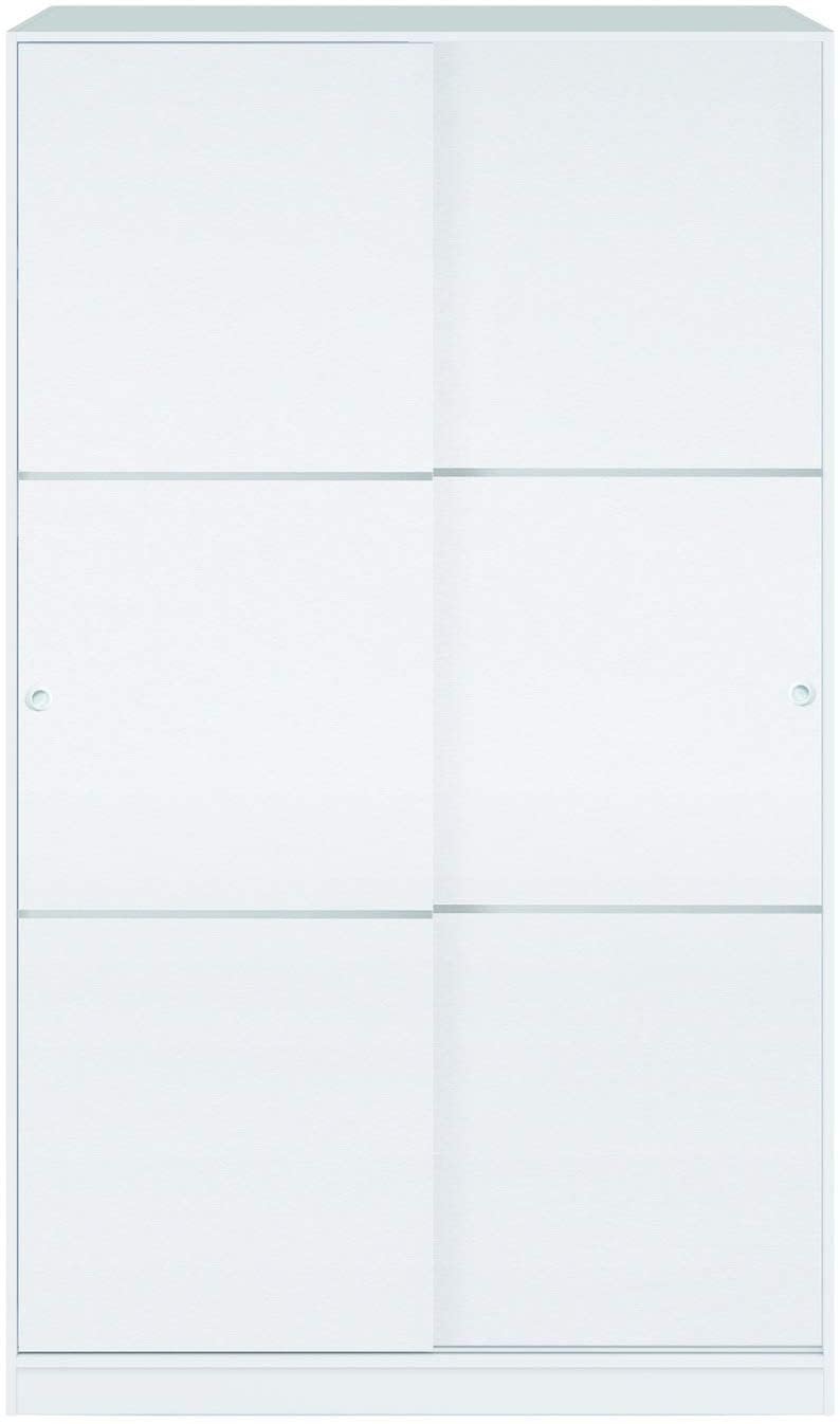 Bricozone Armadio Guardaroba Bianco Lucido Con 2 Ante Scorrevoli Con Guide Nascoste Con Ripiano Superiore Barra Appendiabiti E 4 Ripiani Struttura In Legno Melaminico 200x120x50 Cm