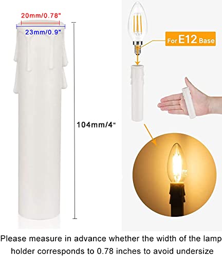 12Pcs 4"Tall Candle Socket Covers, Chandelier Candle Sleeves Parts, White Candle Covers Sleeves Chandelier Socket Covers, Chandeliers Base,Flame Retardant Materials #TOP3