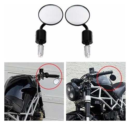 Espejo retrovisor de 7/8" lateral para moto con extremo manillar 3" para Kawasaki ER-6F 2