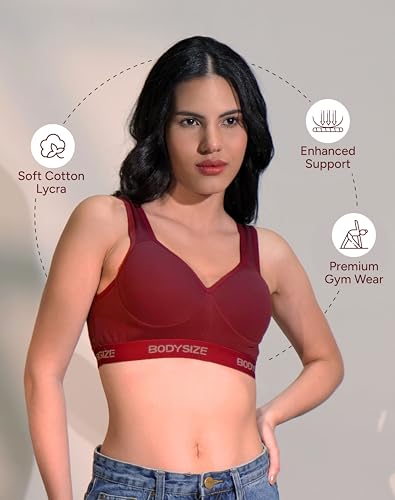 Image of BODYSIZE Women's Everyday Wear Wire Free Padded Sports Bra SF-28 (Heavily Padded, Gym, Yoga Bra) | Everyday Wear, Sweat Absorbent, Soft Cotton Fabric for Ultimate Comfort (B Cup)