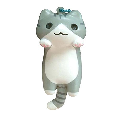 Hamee Niconico Nekomura Cat Cute Squishy Toy, Keychain, Phone Accessory (Kijitora Cat, Gray, 3.5 Inch) [Kawaii Squishies for Party Favors, Stress Balls, Birthday Gifts for Kids, Girls, Boys, Adults]