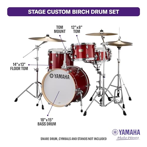 Image of Yamaha Stage Custom Birch 3pc Bop Drum Shell Pack - 18 inch Kick, Cranberry Red