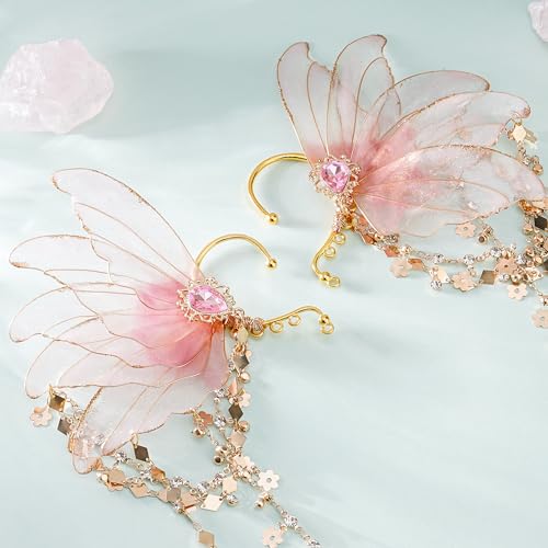 FRESHME Fairy Elf Ear Cuffs - Elven Ear Cuffs with Tassel Non Piercing Earrings for Women Dress Up Cosplay Accessories4