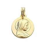  Anhänger 18K Gold-Medaille 14mm. Französisch Relief Lisa Maria Reasa Tallada - Anpassbare - Aufnahme im Preis enthalten