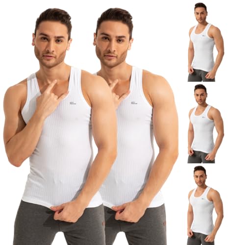 Image of Rupa Frontline Xing Sleeveless Vest for Men, 100% Cotton Material, Round Neck, Regular Fit, Pack of 5