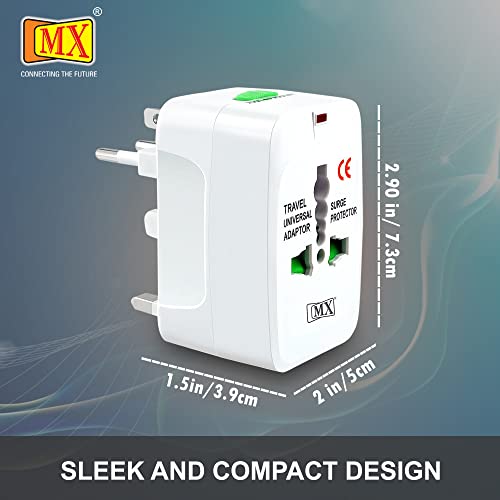 Image of MX Universal Travel Adapter Worldwide All Over 150 International Countries with LED & Child Safety Shutter-Universal Socket Compatible in UK Europe USA Australia China Japan & Thailand