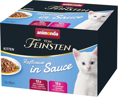 animonda vom Feinsten Premium Kitten Katzenfutter nass Raffinesse in Sauce, 24 Portionsbeutel (24 x 85g), hochwertiges Katzen Nassfutter ohne Zucker, Sortenmix animonda vom Feinsten Premium Kitten Katzenfutter nass Raffinesse in Sauce, 24 Portionsbeutel (24 x 85g), hochwertiges Katzen Nassfutter ohne Zucker, Sortenmix