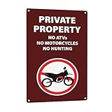 GCOCL Warning Tin Sign - Private Property No Atvs No Motorcycles No Hunting 12 x 8 Aluminum Metal