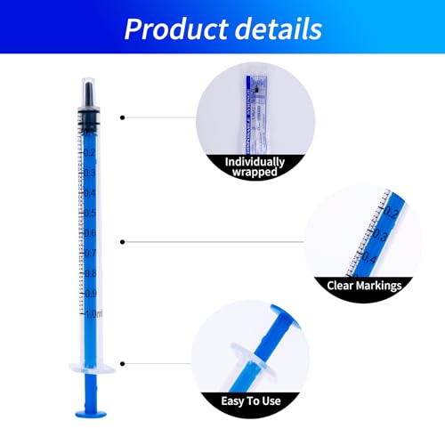 50 x 1ml spritze, 1 ml spritzen, kolostrum spritz zum wissenschaftliche Labore, Haustierfütterung, Pflanzenbewässerung, Nachfüllen und Messen von Flüssigkeiten (ohne nadel)