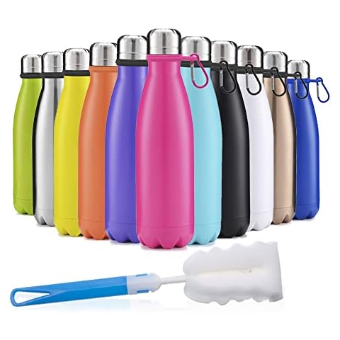 Sunlotus Metal Water Bottle Vacuum Insluated Water Bottle Stainless Steel Water Bottle Drink Flask Leak Proof Keep Hot Cold Drinks Reusable Thermo for Gym Sports(Rose Red) Cover