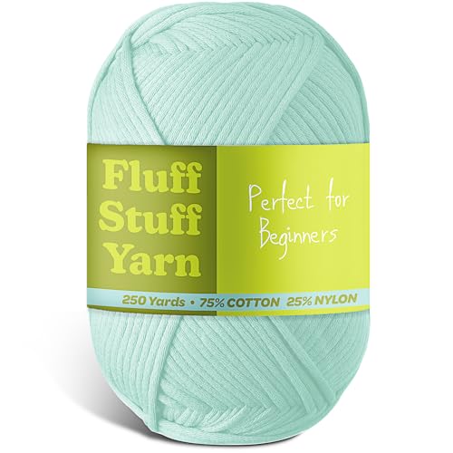 Image of Soft Yarn for Crocheting - Crochet & Knitting Yarn, Beginner Yarn with Easy-to-See Stitches, 250 Yds Amigurumi Yarn, Cotton-Nylon Blend Tshirt Yarn for Crocheting, Worsted Weight Yarn 4, Mint Green