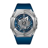 REEF TIGER Reloj mecánico de lujo con diseño de tiburón negro hexagonal para hombre, reloj de pulsera automático con banda de goma para Gent RGA6908, RGA6908-YLL, Mecánico