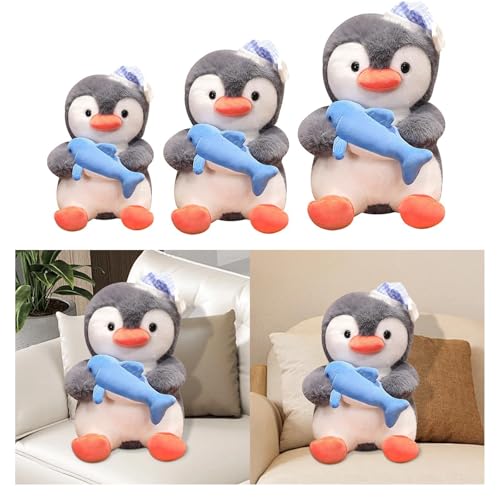 Image of ATORSE Plush Penguin Cartoon Car Penguin with Fish Doll for Family Teens Girls Boys 25Cm