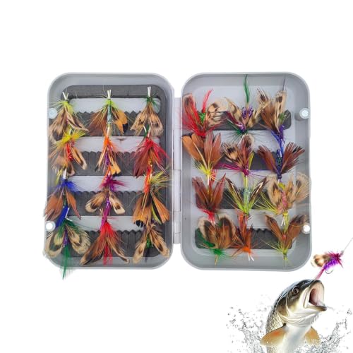 Señuelos de pesca para bajo que imitan insectos con 24 moscas de río