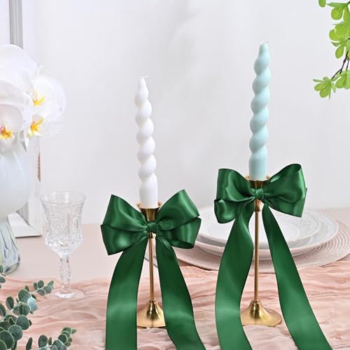 Image of 100 Yards Forest Green Satin Ribbon Polyester Ribbon for Gift Wrapping Very Suitable for Weddings Party Hair Bow Invitation Decorations and More（1-1 /2 inch X 50Yards X 2 Roll）