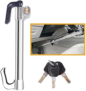 Tevlaphee Car Steering Wheel Lock Brake Pedal Clutch Lock Retractable Hook Universal Anti-Theft for Van Car SUV Lorry Truck Heavy Duty Car Auto Security with 3 Keys