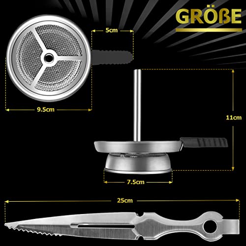 DFESKAH Shisha Zange Set, Inkl. Edelstahl Kohlezange & Kaminaufsatz & Hygiene Mundstück 100pcs, Shisha Zubehör Set (02) – Bild 3