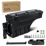Nilight Truck Bed Tool Box Left Drivers Side Truck Tool Box Fit for Ford F-150 1999-2014 ABS Swing Case Truck Bed Storage Box with Lockable Lid Waterproof Wheel Well Toolbox Black