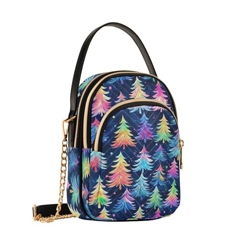 Sac à bandoulière pour femme motif arbres de Noël colorés Mnsruu