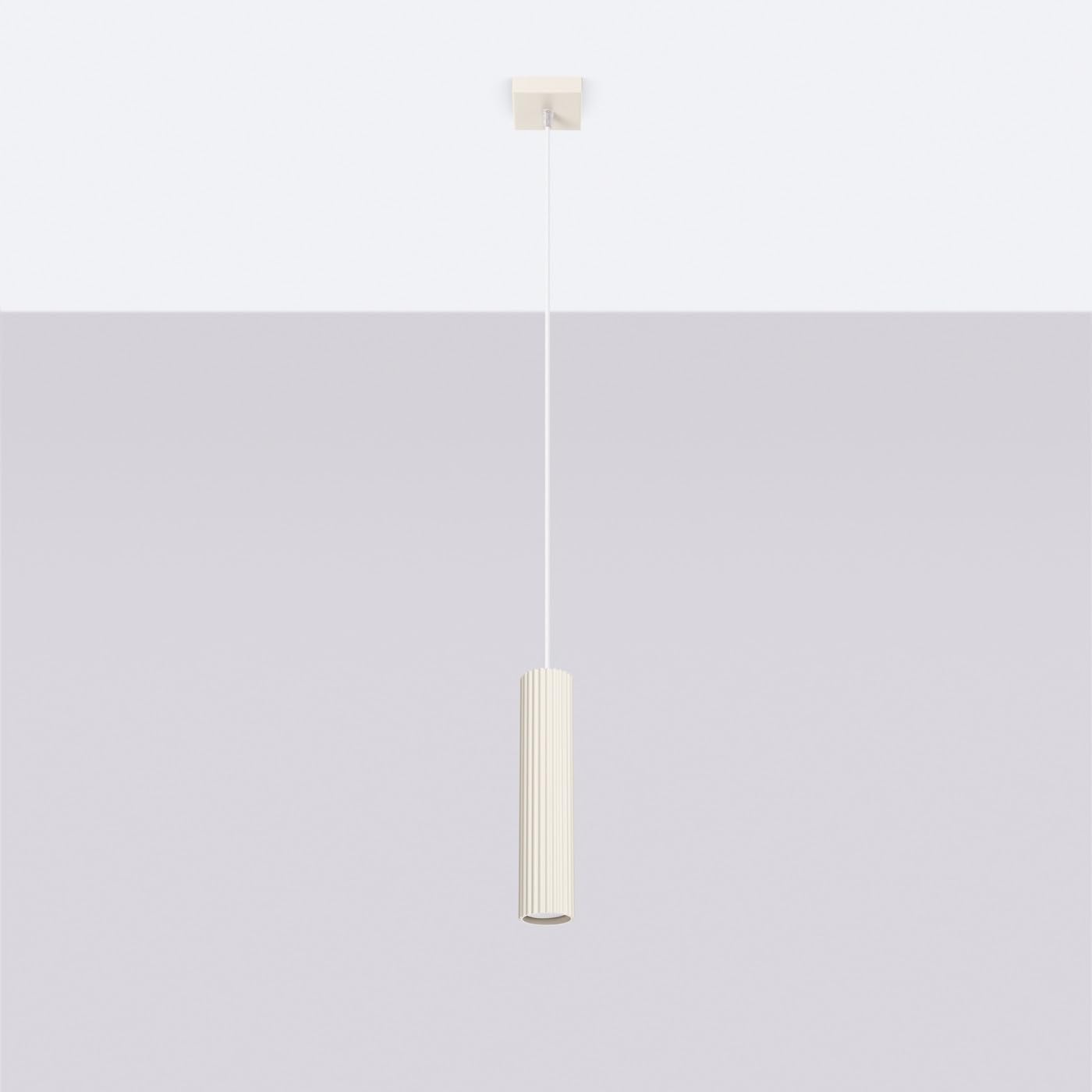 SOLLUX lighting Hängelampe Pendelleuchte Hängeleuchte Deckenlampe Lampe Decke Aluminium 1 Flammig 8 x 8 x 118 cm Karbon Beige