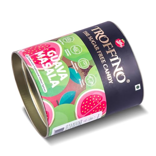 Image of TROFFINO Sugar Free Candy Jar, Guava Indian Spices Flavour (50 Candies) Exciting Fruit Flavoured, Delicious Taste, Gluten-Free