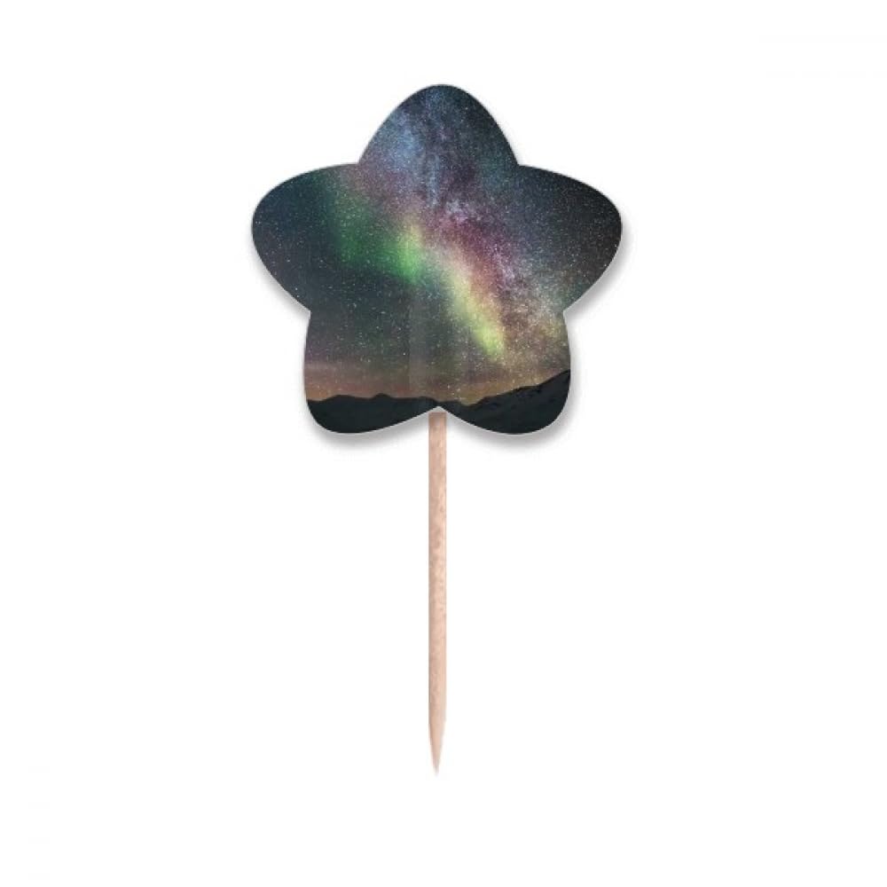 Pics à cupcake nuages et drapeaux ciel foncé art déco pour décoration de buffet de fête