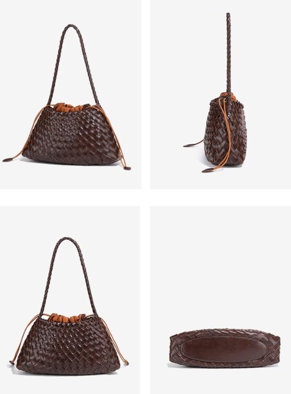 Bolso bandolera de poliuretano tejido vintage para mujer