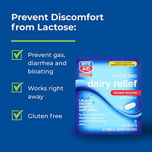 Rite Aid Fast Acting Dairy Relief Lactase Enzyme 32 Caplets Lactase