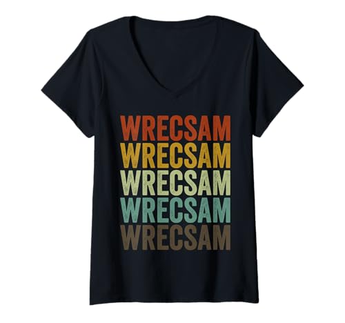 Mujer Wrecsam City Retro Camiseta Cuello V