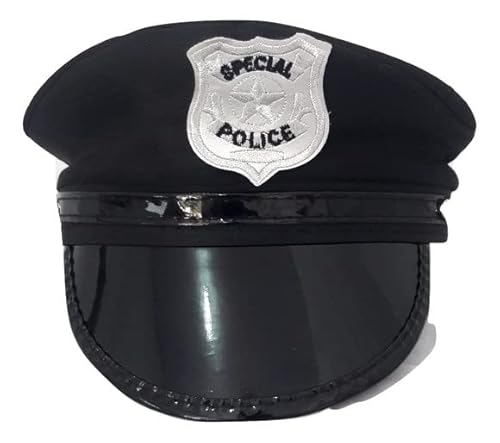 Quepe Policial Preto Adulto para Fantasias