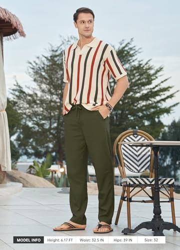 Image of Willit Men's Linen Pants Casual Lightweight Drawstring 29 inch 30 inch 32 inch
