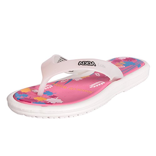 ADDA (LABEL) Women's Pink White Rubber Slipper Flip Flop (Mini_1) 5Uk :  Amazon.in: Fashion