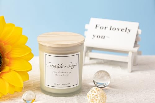 Seaside & Sage Candle, Summer Sea Breeze Scented Candle, Aromatherapy Gifts for Women, Feel The Flavour of Sea Breeze, Natural Soy Wax & Natural Essential Oils Seaside & Sage Candle, Summer Sea Breeze Scented Candle, Aromatherapy Gifts for Women, Feel The Flavour of Sea Breeze, Natural Soy Wax & Natural Essential Oils