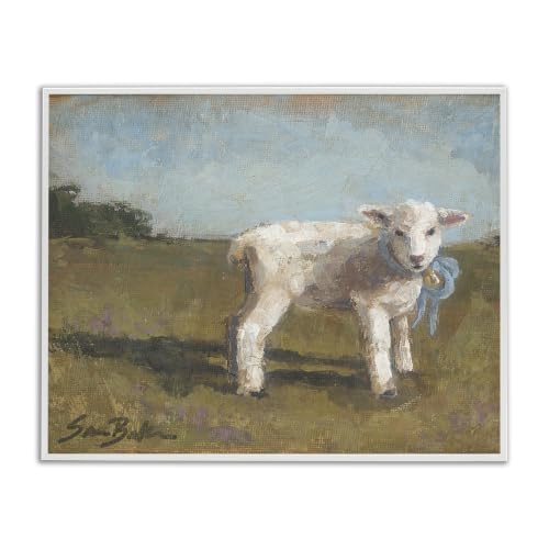 Farmhouse Baby Lamb Painting, 16 x 20 Inch Framed Giclée Print