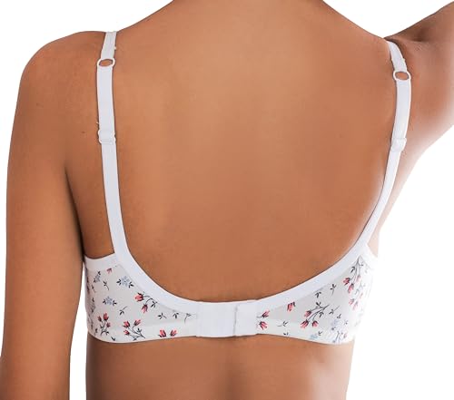 Image of Women Floral Printed White Lingerie Set Full Coverage Lightly Padded Bra and Hipster Panty