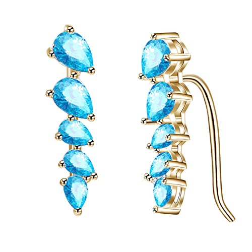 Pendientes para niña con circonita azul KnSam en plata 925 ideales para fiestas de comunión