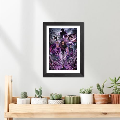 Image of TenorArts Toji Fushiguro Poster Jujutsu Kaisen Anime Laminated Photo Frame Painting with Matt Finish Black Textures (12inches x 9inches)