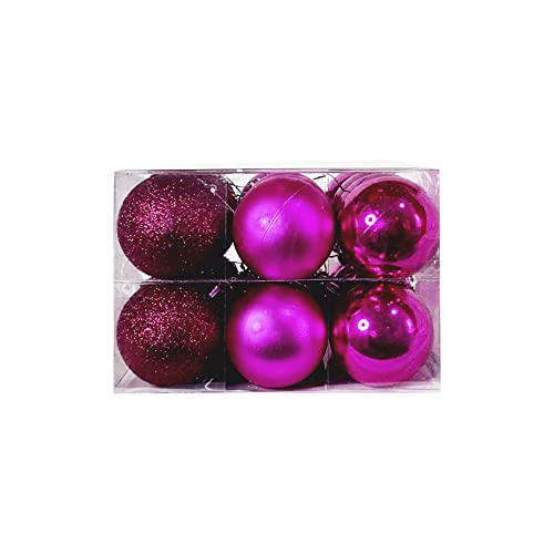 Kit C/24 Bolas de Natal Lisas/Foscas/Glitter de 6cm - Rosa
