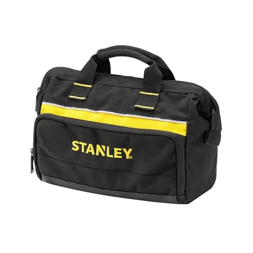 Stanley Werkzeugtasche (12 Zoll, 30 x 25 x 13 cm, robuste, kompakte Tasche für Werkzeuge, Trage aus 600 x 600 Denier Nylon, strapazierfähige Konstruktion) 1-93-330, Sortiert