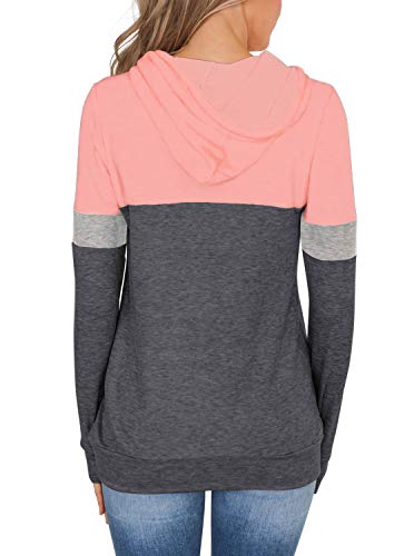PINKMSTYLE Womens Color Block Long Sleeve Shirts Pullover Sweatshirt Tops with Pocket Pink Large - Image 5