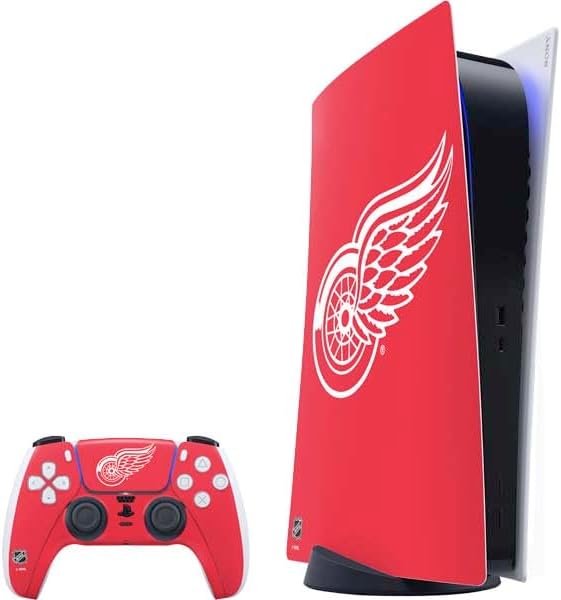 Skinit Decal Gaming Skin Compatible with PS5 Bundle - Officially Licensed NHL Detroit Red Wings Jersey Design