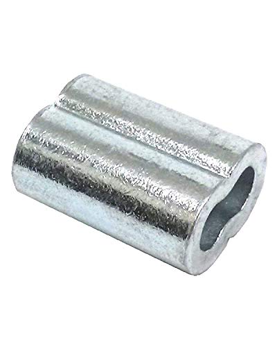 Zinc Plated Copper Swage Sleeves - Crimping Loop Sleeve for 1/4" Diameter Wire Rope and Cable - Zinc Plated Copper Double Barrel Crimp Sleeves - Zinc Plated Copper Sleeves for Wire (10)