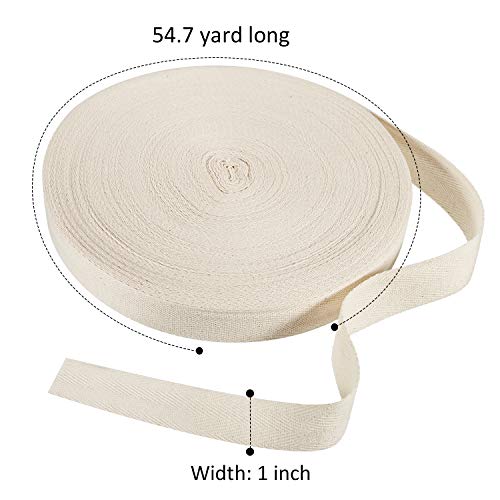Cotton Twill Tape Ribbon 54.7 Yards Soft Natural Herringbone Webbing Tape Roll Twill Tape Ribbon Bias Binding Tape For Diy Crafts Sewing Knit, Beige (1 Inch Wide) #TOP1