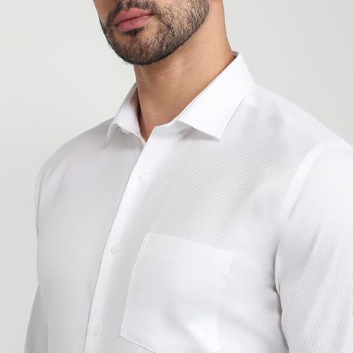 Image of Park Avenue Men Slim Fit Structure Pattern Pure Cotton Semi Cutaway Collar Full Sleeve Formal Shirt