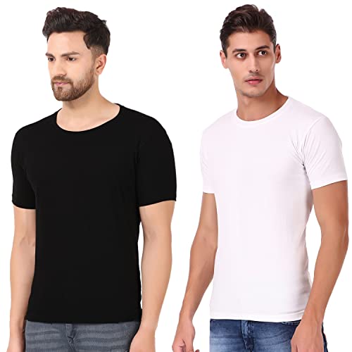 Image of Men's Plain Tshirt | Any Time Wear | Black & White Tshirt |Regular fit Half Slevees Round Neck Pure Cotton Black & White Tshirt | Pack of 2 | Pack of 3