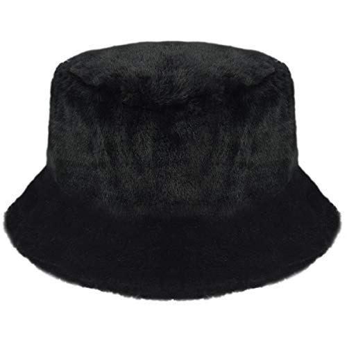 Kangol Faux Fur Bucket Cappello, Nero Tinta Unita